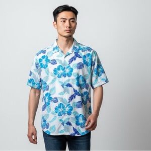 Men’s large NAUTICA button down shirt.. Freshly dry cleaned. Floral colorful